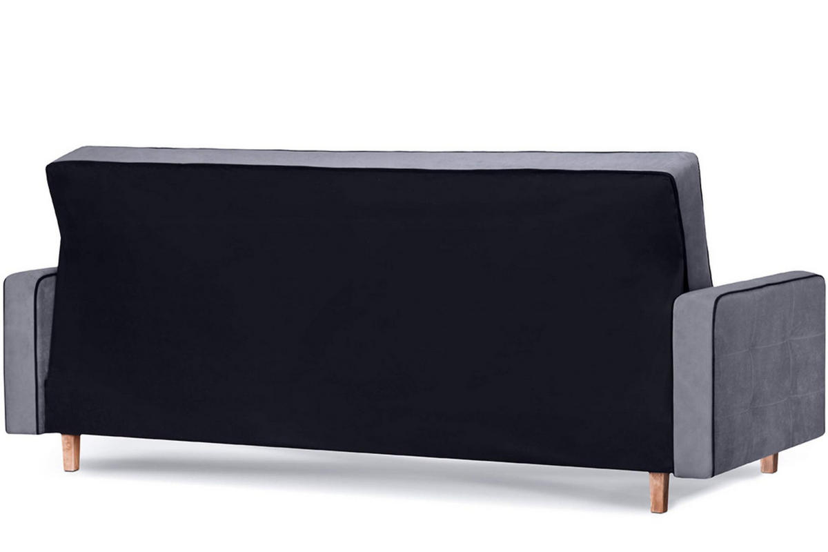 3-SITZER-SCHLAFSOFA DOZER mit 2 Zierkissen und Wellenunterfederung, Grau - Schwarz/Grau, Textil (223/94/93cm) - KONSIMO®