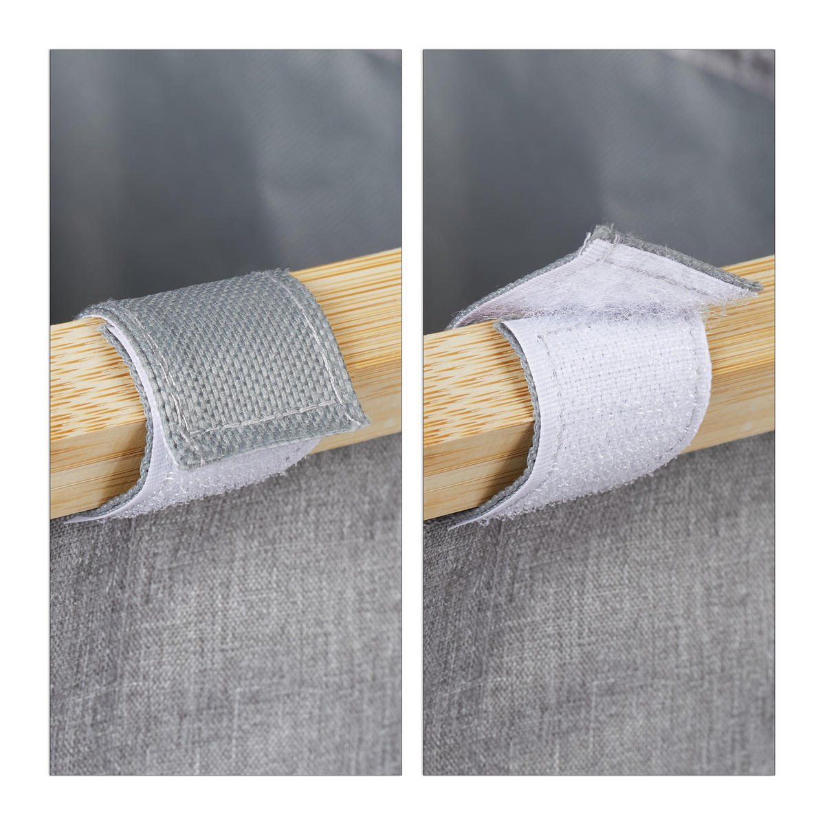 WÄSCHESORTIERER klappbar - Grau, Holz/Textil (69/57.5/38cm) - Relaxdays