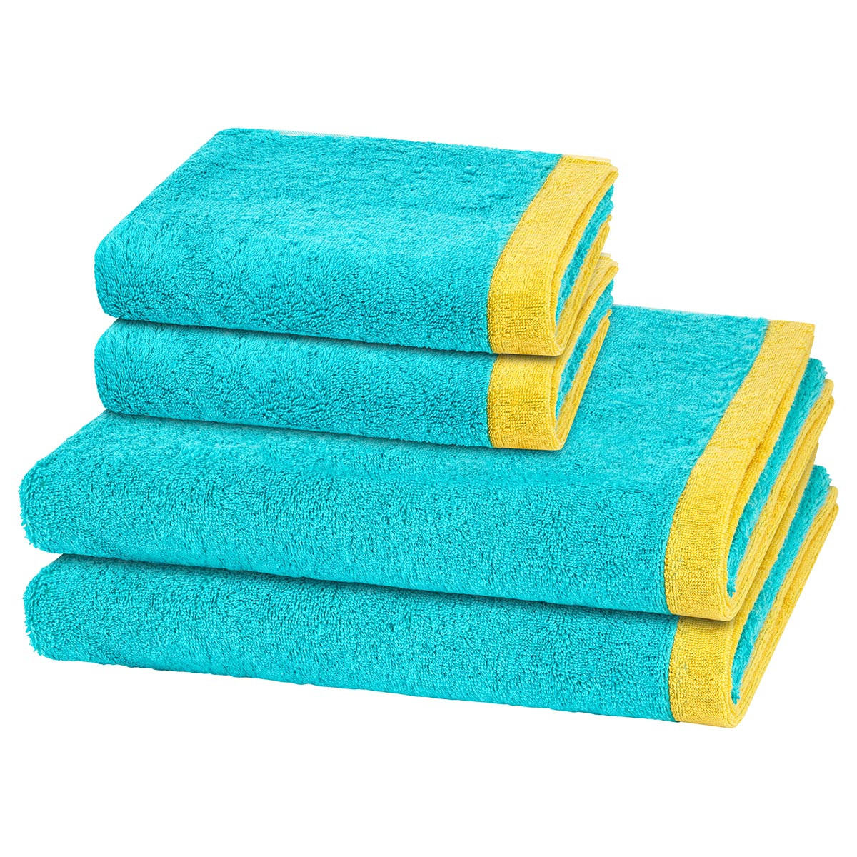 FROTTIERSET Lifestyle Splash 4-teilig - Türkis, Textil (50/100cm) - Cawö