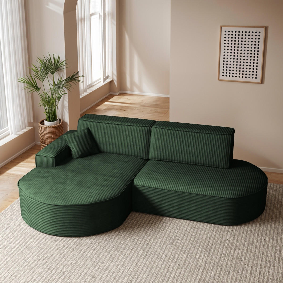 ECKSOFA Modena Pro - Komfort Und Stil Stoff Poso Grün Links - Grün, Holz (179/278cm) - Kaiser Möbel