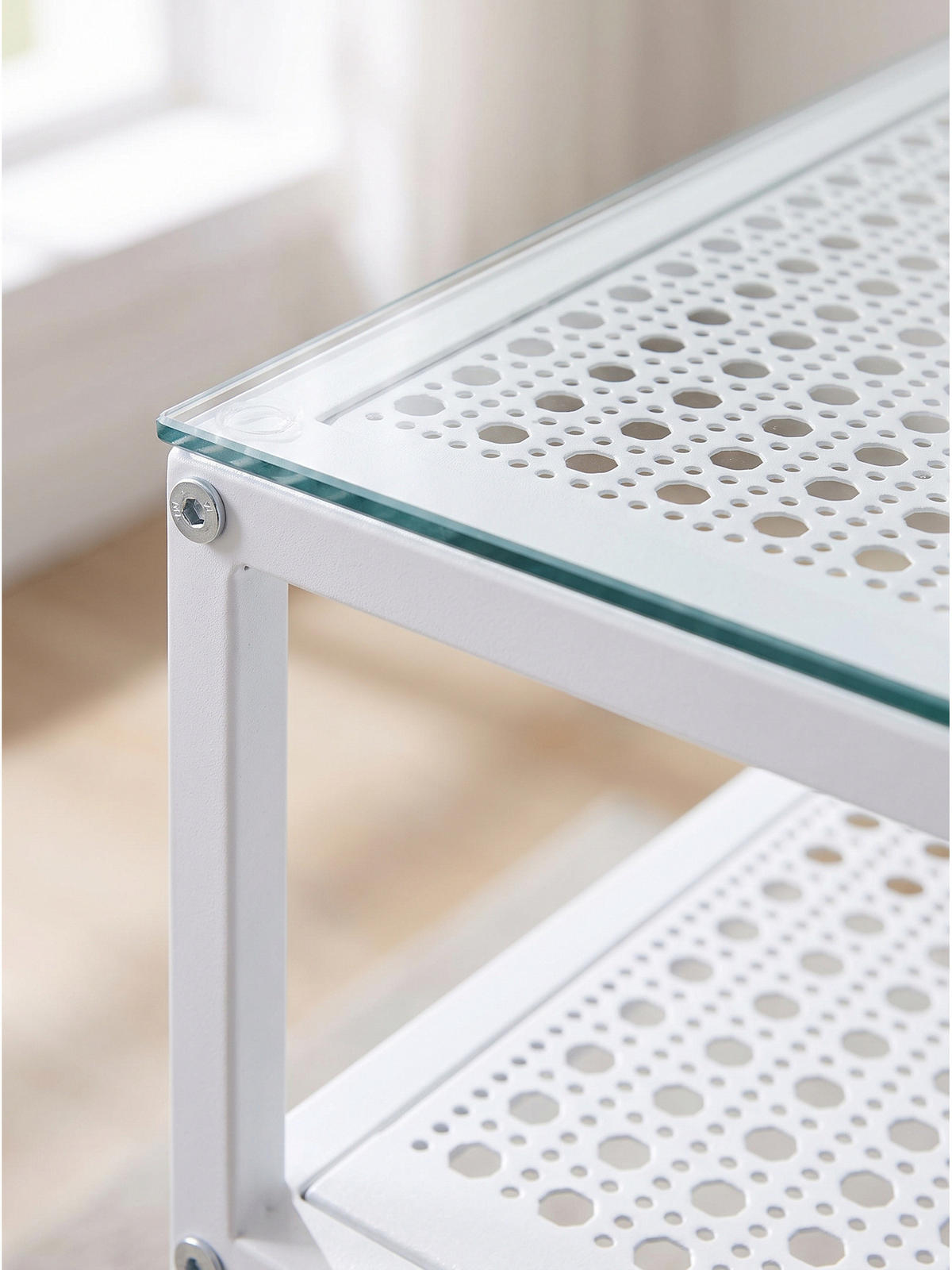KONSOLENTISCH ALCUDIA, Einscheibensicherheitsglas, Weiß, 80 x 40 x 77 cm - Weiß, Glas/Metall (40/80/77cm) - KADIMA DESIGN