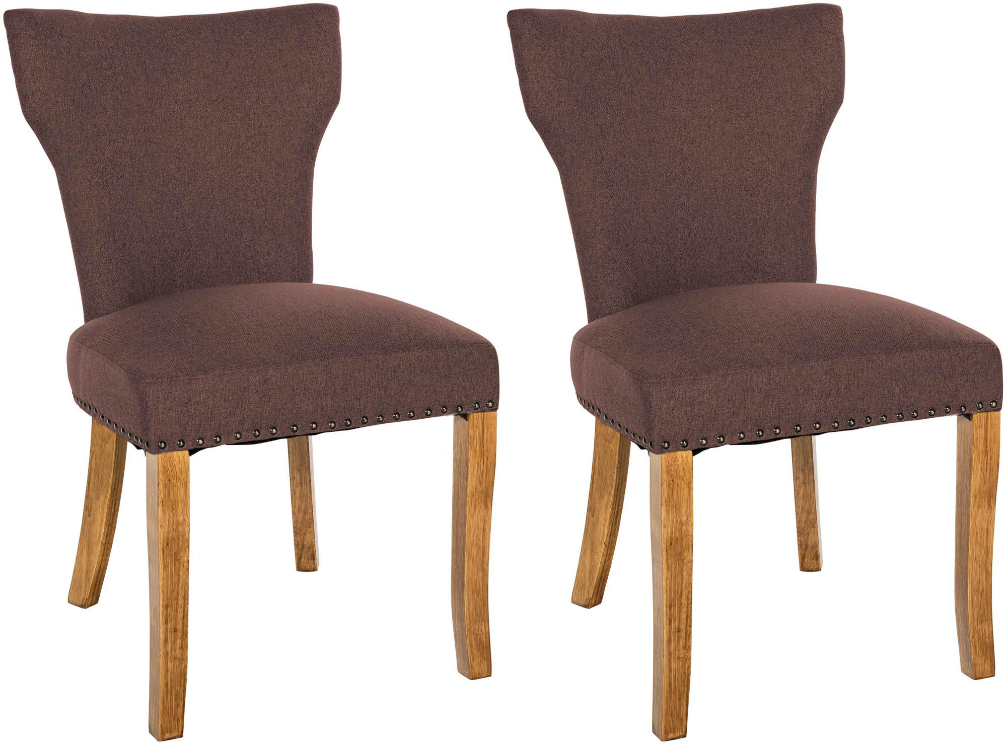 WOHNZIMMERSTUHL 2er Set Stoff braun - Naturfarben/Braun, Holz/Textil (52/90/59cm) - CLP