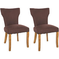 WOHNZIMMERSTUHL 2er Set Stoff braun - Naturfarben/Braun, Holz/Textil (52/90/59cm) - CLP