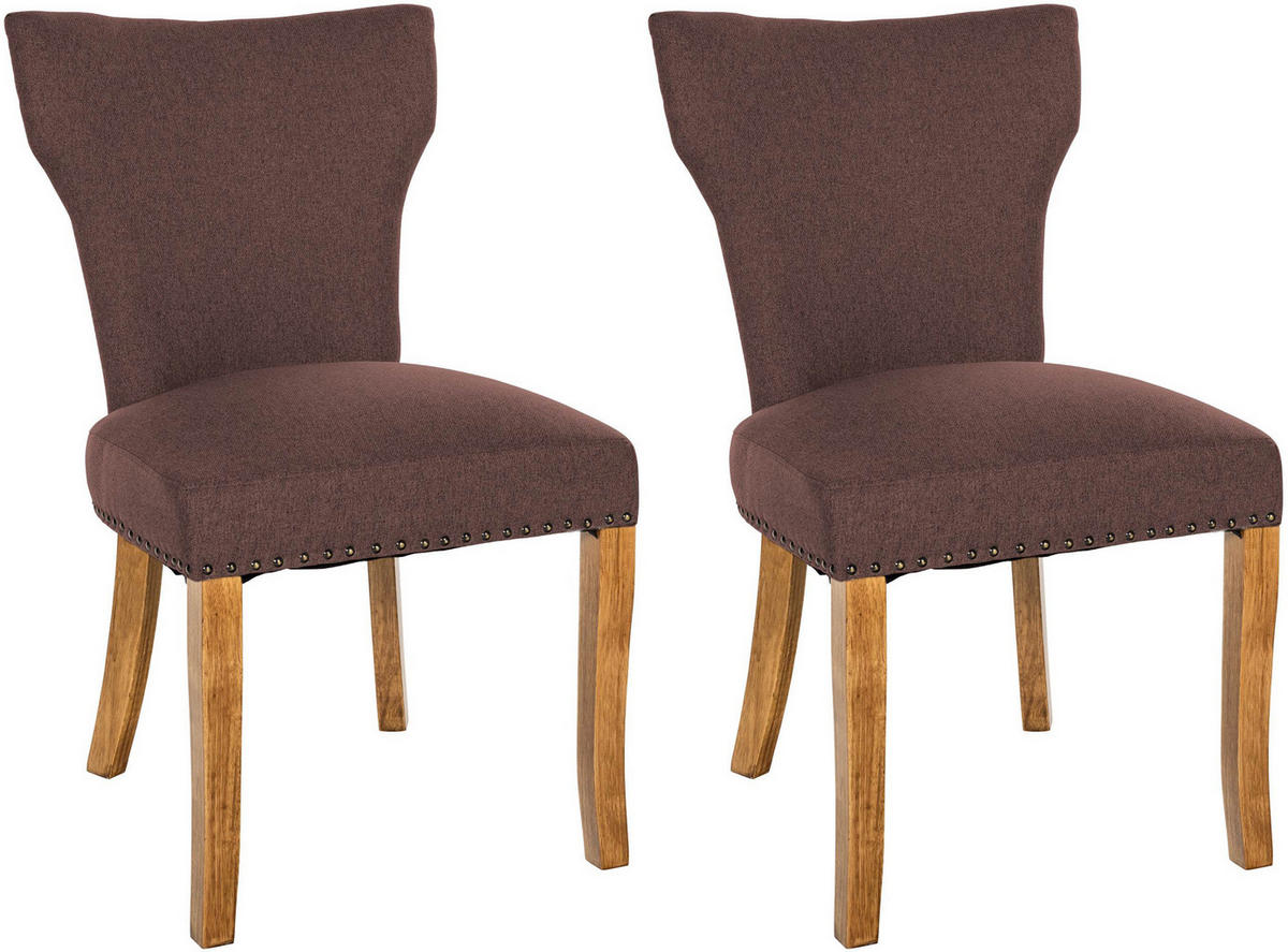 WOHNZIMMERSTUHL 2er Set Stoff braun - Naturfarben/Braun, Holz/Textil (52/90/59cm) - CLP