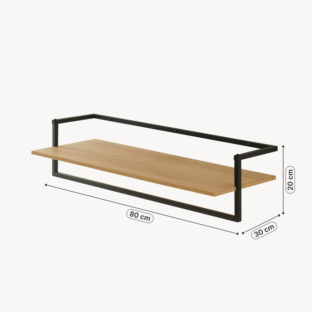 WANDGARDEROBE Evje - Eichefarben/Schwarz, Holzwerkstoff/Metall (30/20/80cm) - [en.casa]