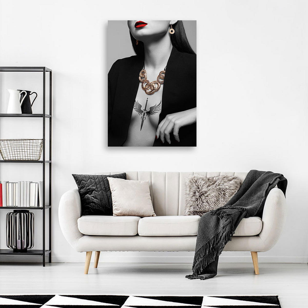 KUNSTDRUCK Schwarz 70/100 cm - Schwarz/Weiß, Textil (70/100cm) - KUNSTLOFT