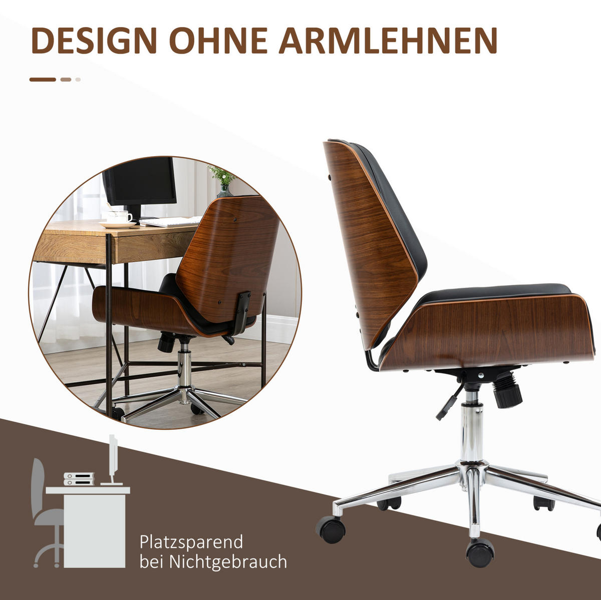 DREHSTUHL 53/60/86-96 cm Schwarz aus Kunstleder höhenverstellbar - Schwarz, Kunststoff (60/96/53cm) - OKWISH