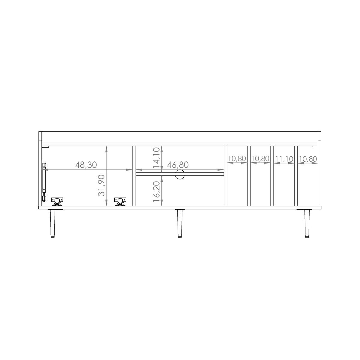 LOWBOARD Vasilia mit 1 Tür und 5 Einlegeböden, Brandy Castello - Eichefarben, Holzwerkstoff (150/56/40cm) - Beautysofa