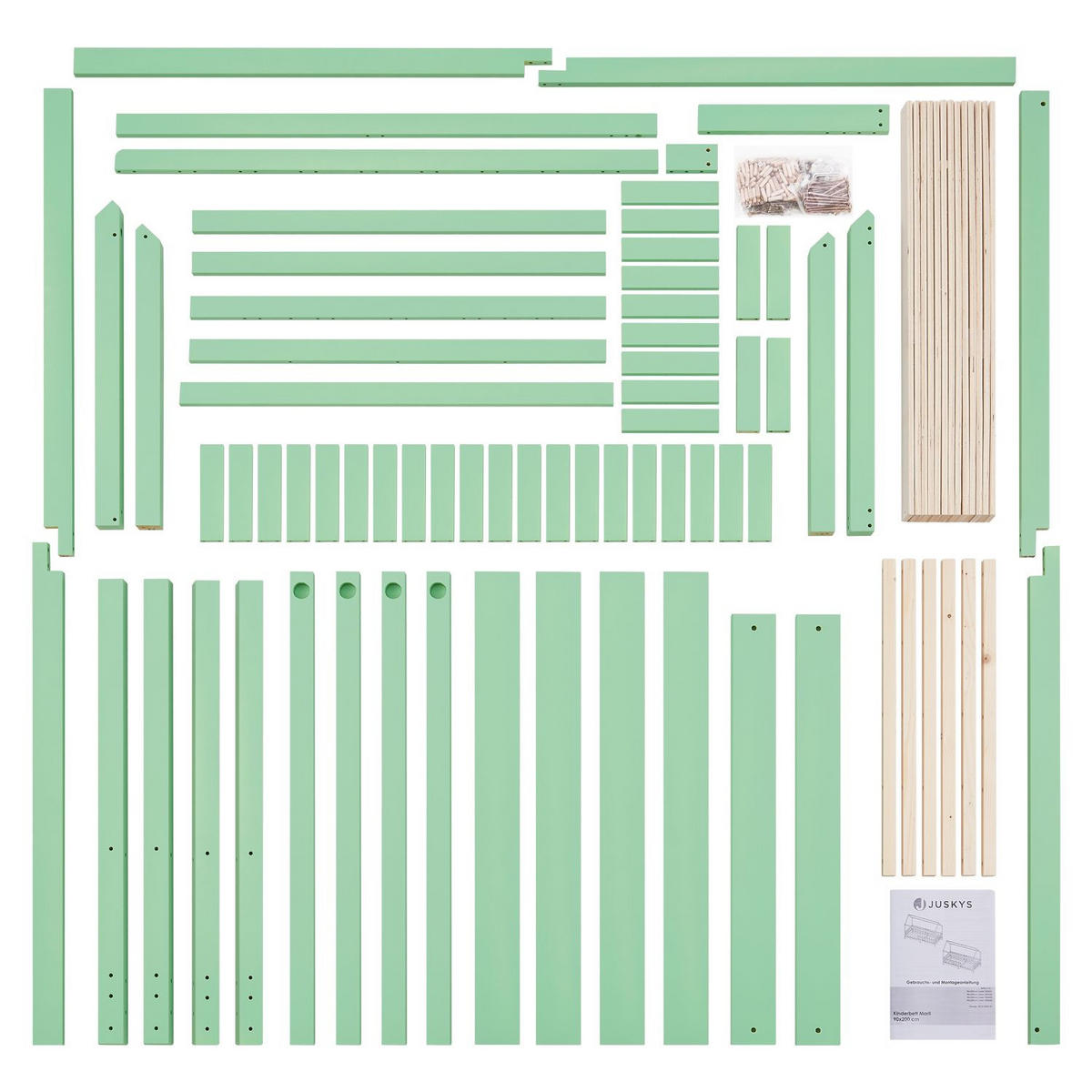 KINDERBETT Marli mint 90x200 cm - Mintgrün, Holz (90/200cm) - Juskys