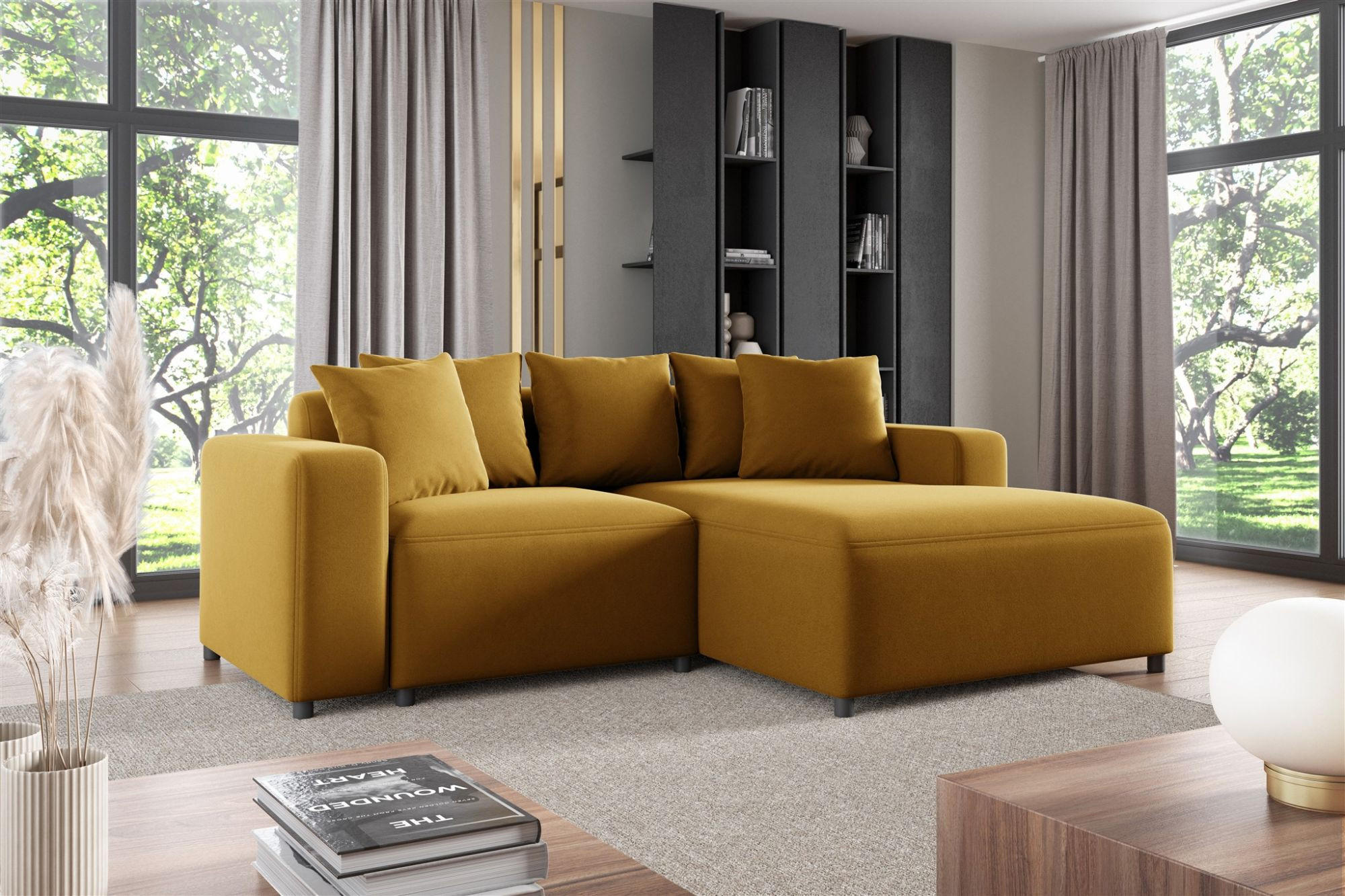 ECKSOFA Megan Xs In Salvador - Honig, Holzwerkstoff/Textil (240/165cm) - Fun Möbel