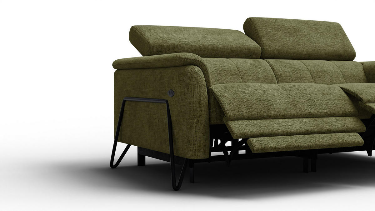 RELAXSOFA RODEN 3-Sitzer, olive - Olivgrün, Holz/Textil (194/82/103cm) - Courtois Laville