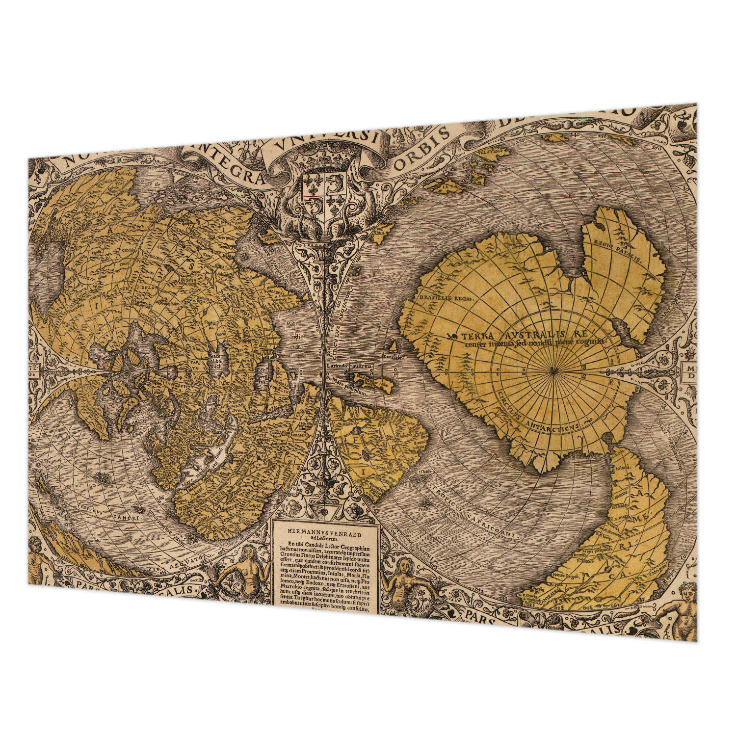 FOTOTAPETE 152x104 cm - Historische Kartographie - Gelb, Textil (152/104cm) - Wallfluent
