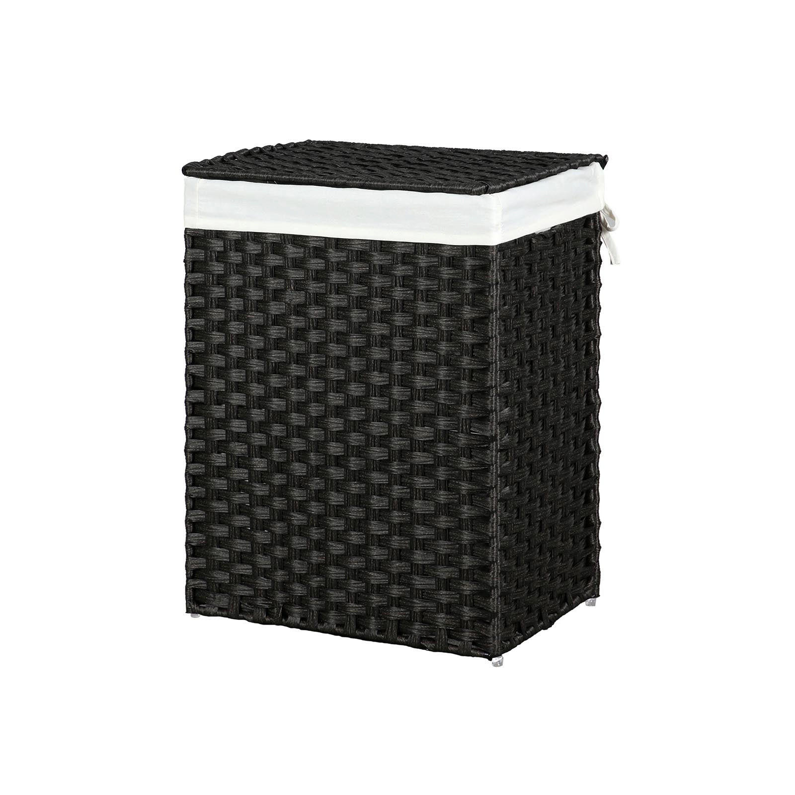 WÄSCHEKORB AUS POLYRATTAN - Schwarz, Kunststoff (33/60/46cm) - Hansiro