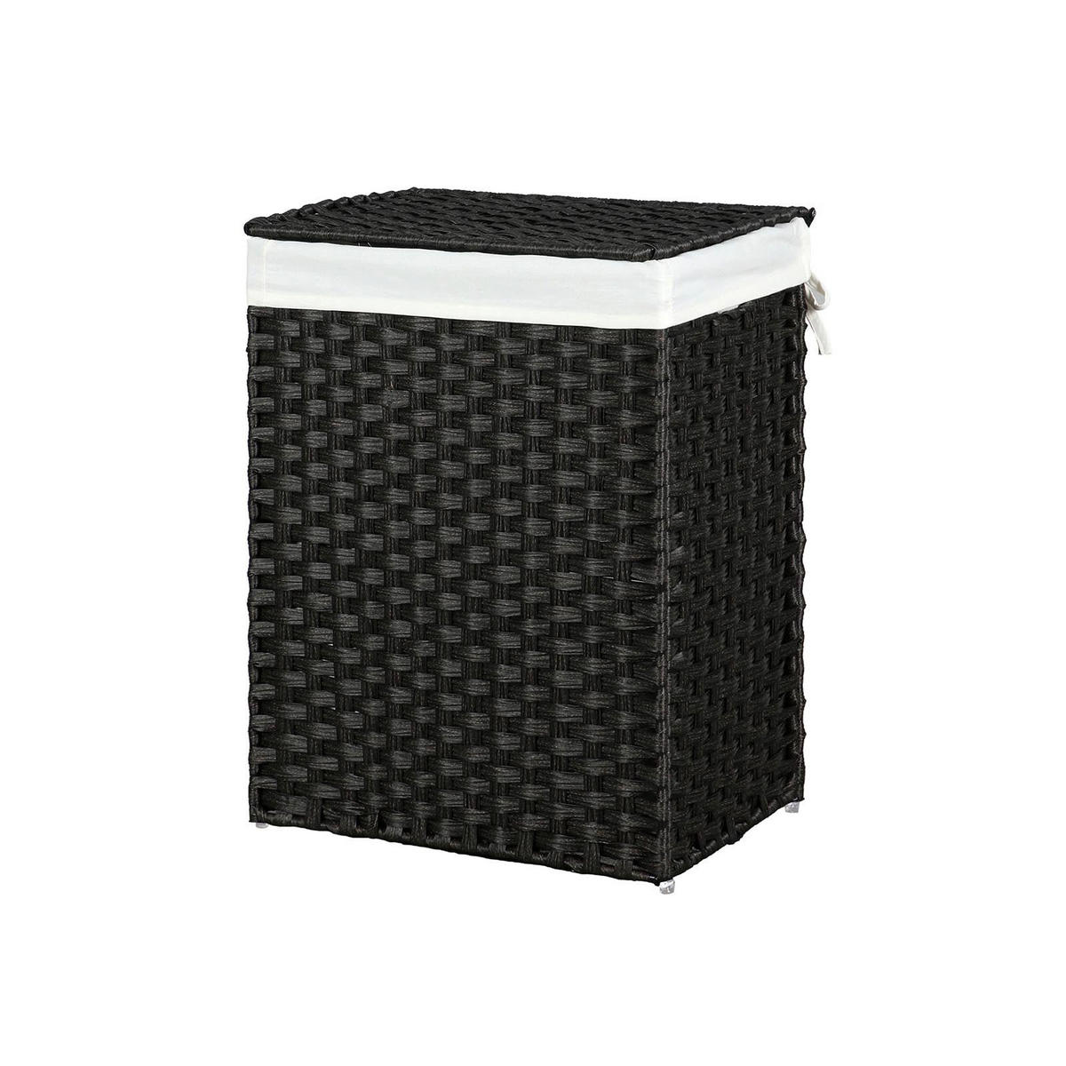 WÄSCHEKORB AUS POLYRATTAN - Schwarz, Kunststoff (33/60/46cm) - Hansiro