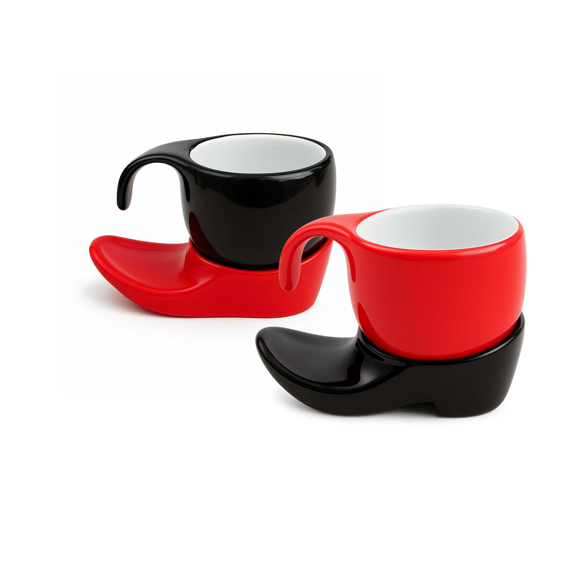ESPRESSOTASSE Vision 4tlg Schwarz / Rot im Farbwechsel - Weinrot/Schwarz, Keramik (0.06L) - Luigi Colani Porzellan