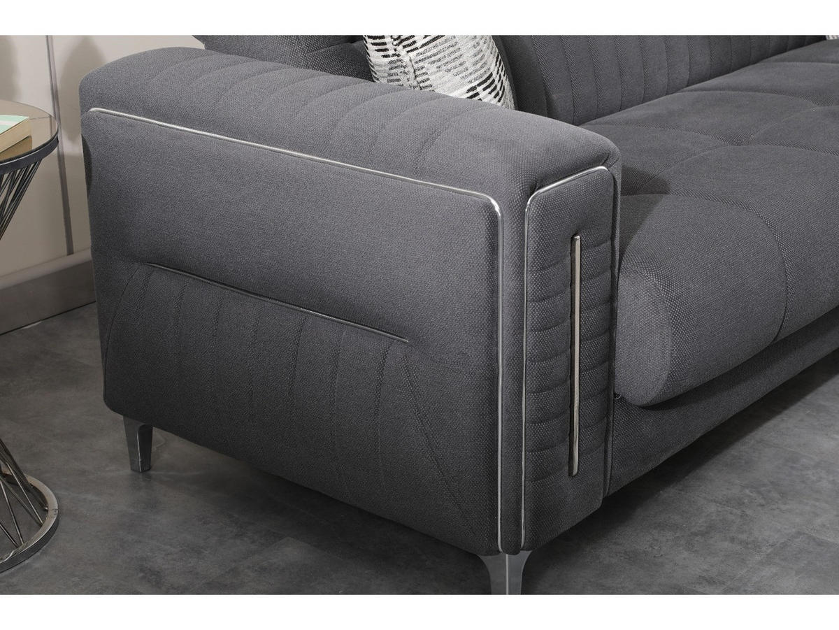 SITZGARNITUR Puebla, Dunkelgrau Stellvariante 3+2+1 - Dunkelgrau, Holzwerkstoff/Kunststoff (243/85/95cm)