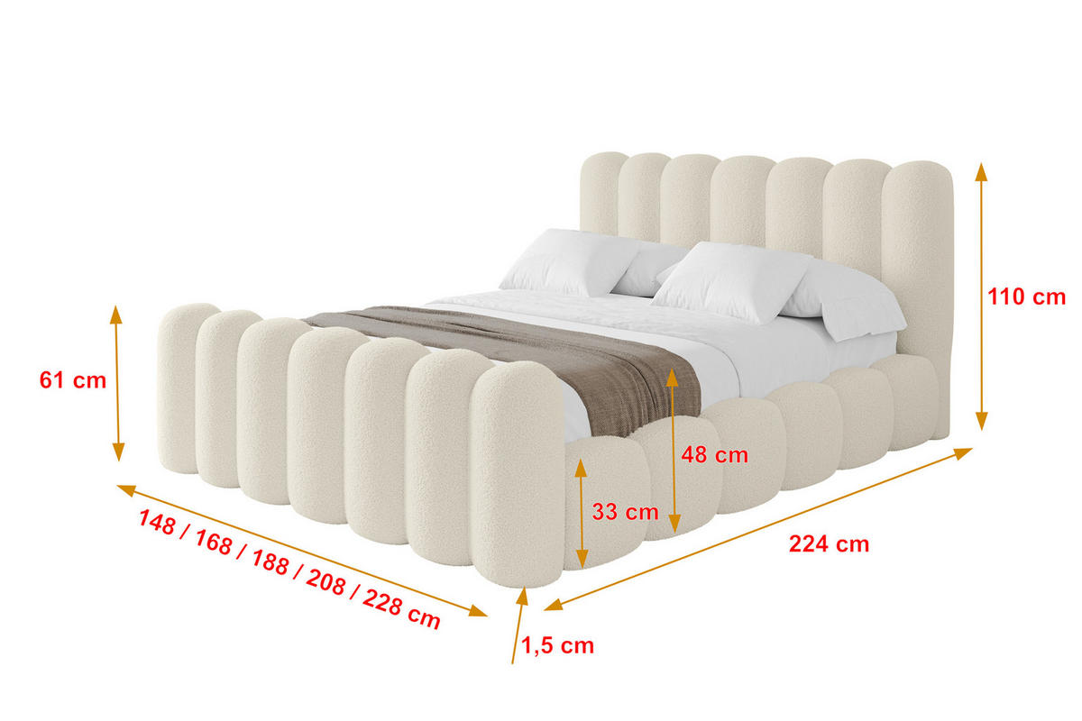 POLSTERBETT mit Bettkasten, Fußteil und Lattenrost, Boxbett ohne Matratze - SENA-Z 180x200 Beige - Taupe, Holzwerkstoff/Textil (180/200cm) - ALTDECOR