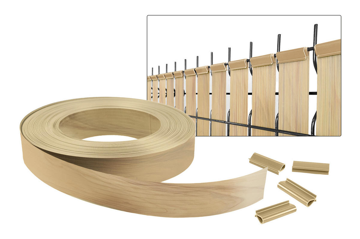 PVC SICHTSCHUTZSTREIFEN ROLLE FLEXIBEL Baldo Beige 60m L.46mm - Mit Clips und Endprofil - Beige, Kunststoff (6000/0.1cm) - Casanoov