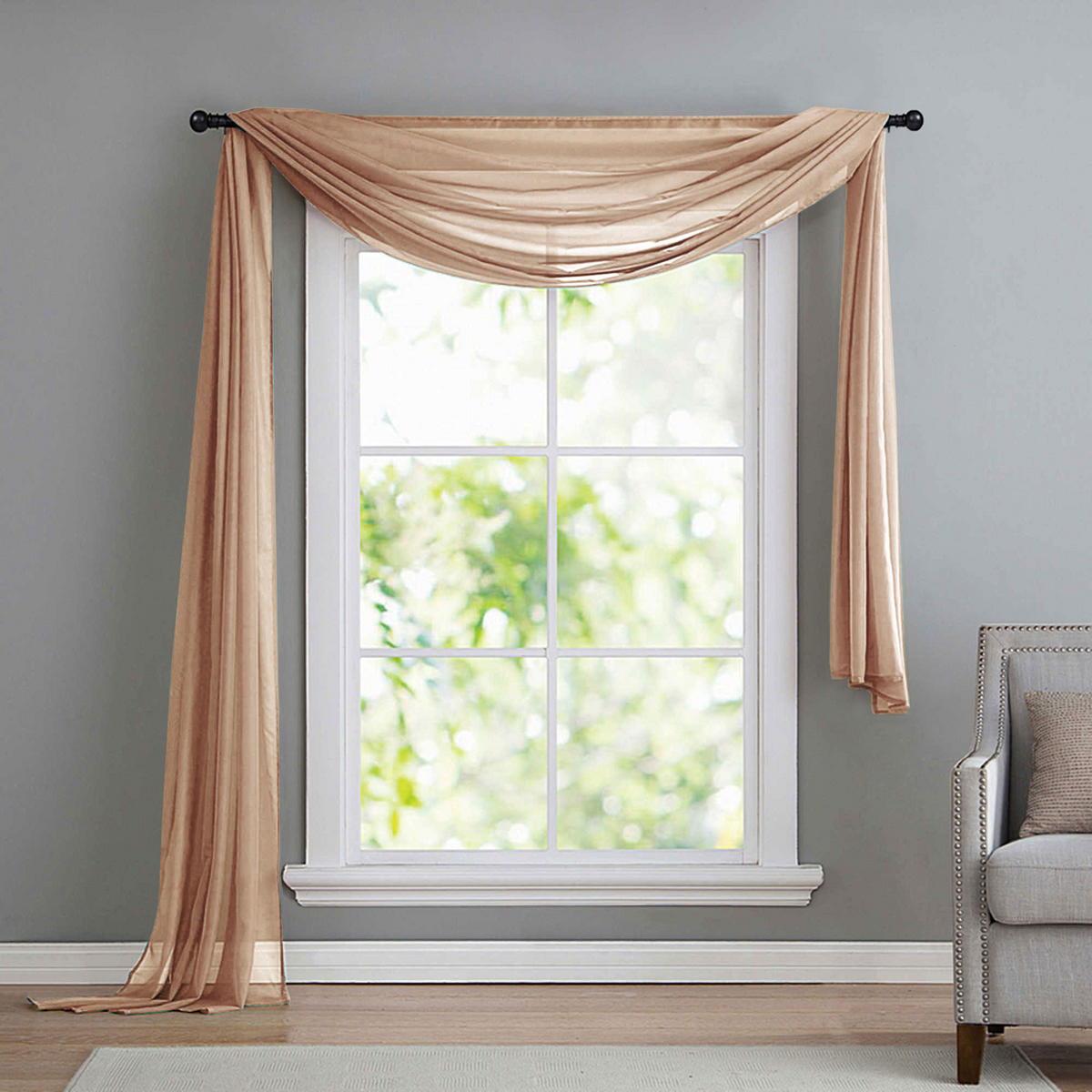 QUERBEHANG 1ER SET HxB 140x600 Sand - Sandfarben, Textil (140/600cm) - Gardinenbox