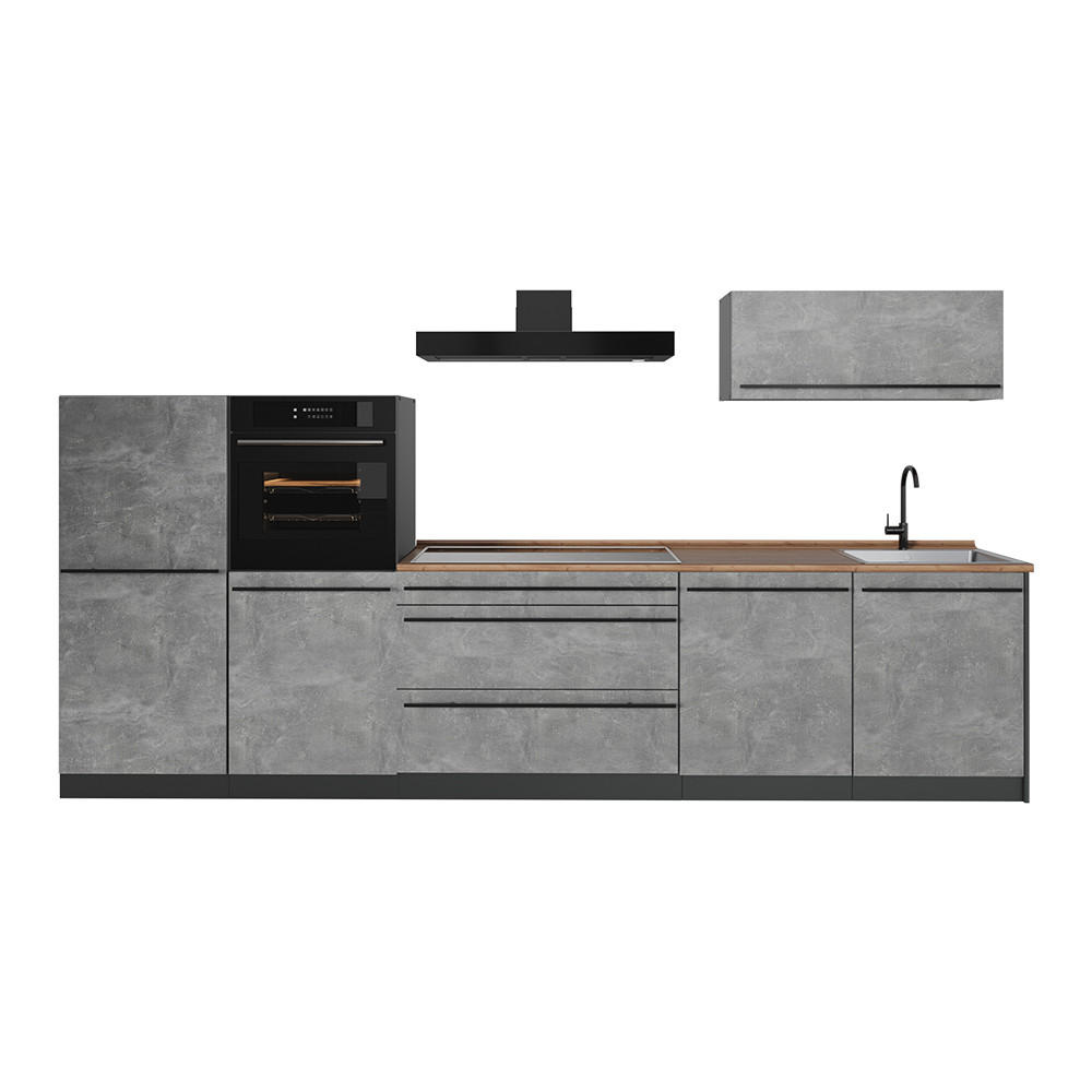 Vicco Küchenzeile Grau, Anthrazit 340x143x60 cm