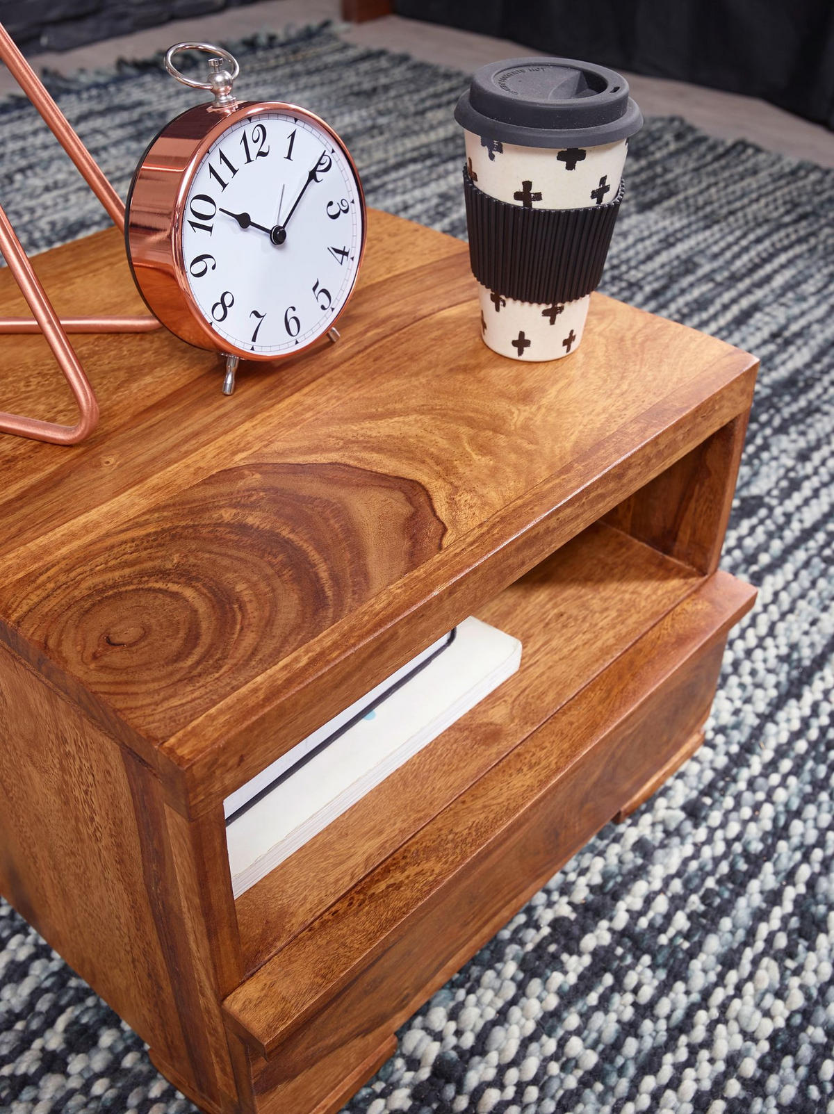 NACHTTISCH Massivholz Schublade Ablage Pflegeleicht NAKO, Braun 40x40x30 cm - Braun, Holz (40/30/40cm) - KADIMA DESIGN