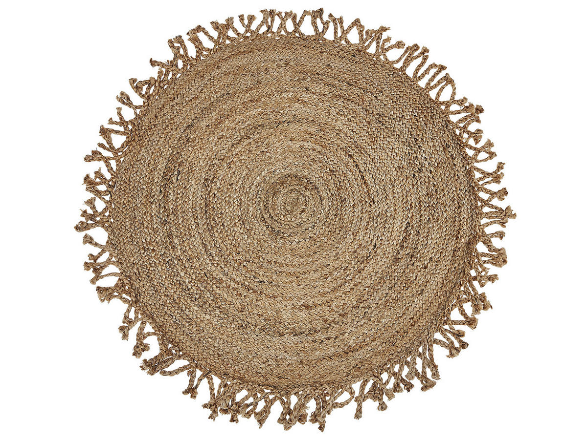 TEPPICH geflochten Zonguldak 120/120 cm - Beige, Naturmaterialien (120/120cm) - Beliani