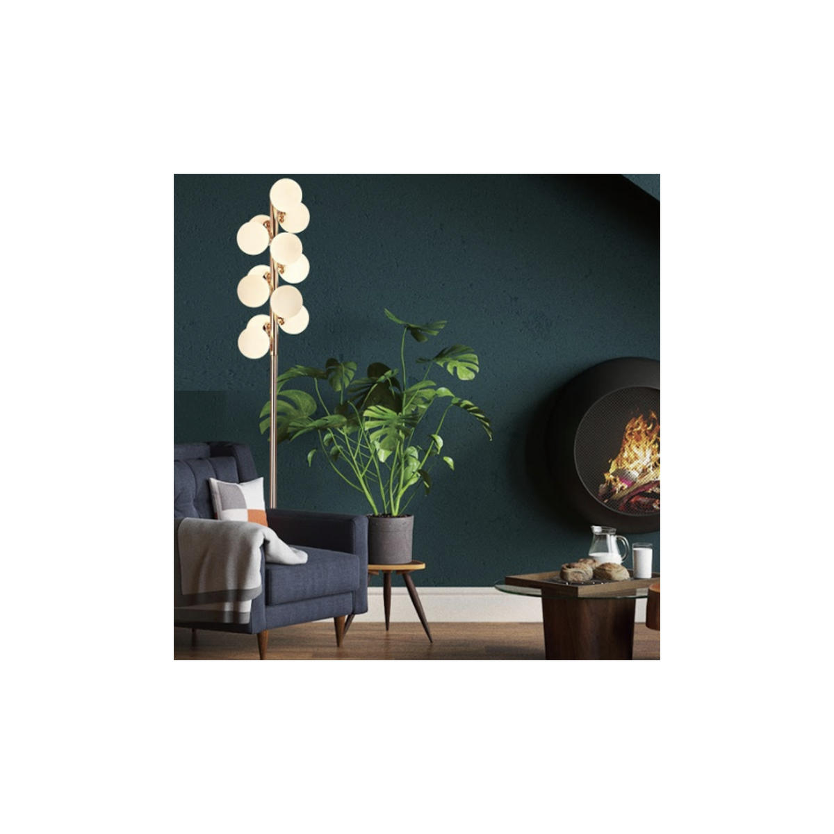 STEHLEUCHTE Ambrosia, Roségold und Weiß, 157.5cm - Roségold, Glas (157/26/157.5cm) - KOSILUM