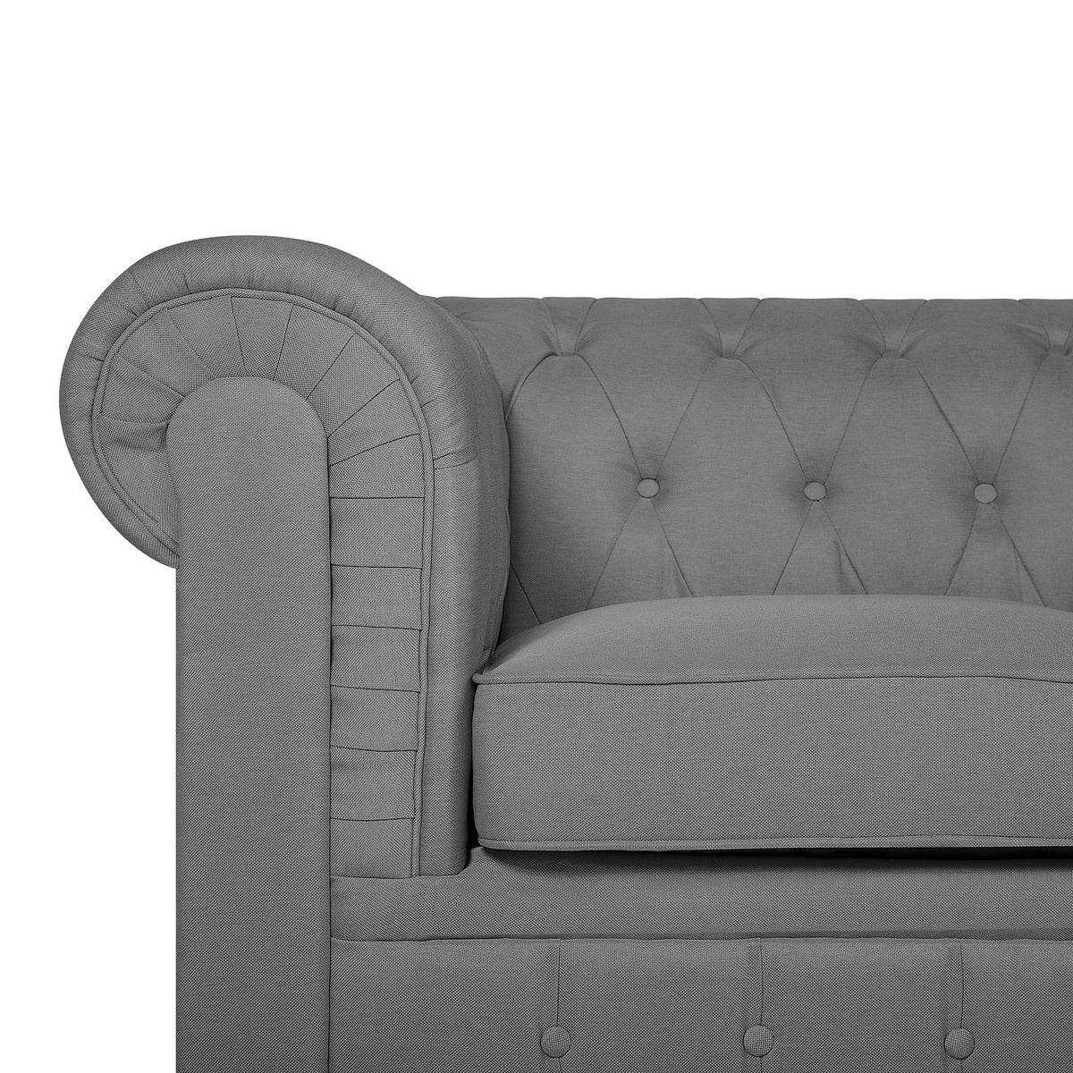 3-SITZER-SOFA Polsterbezug Hellgrau Chesterfield - Hellgrau, Textil (222/78/85cm) - Beliani