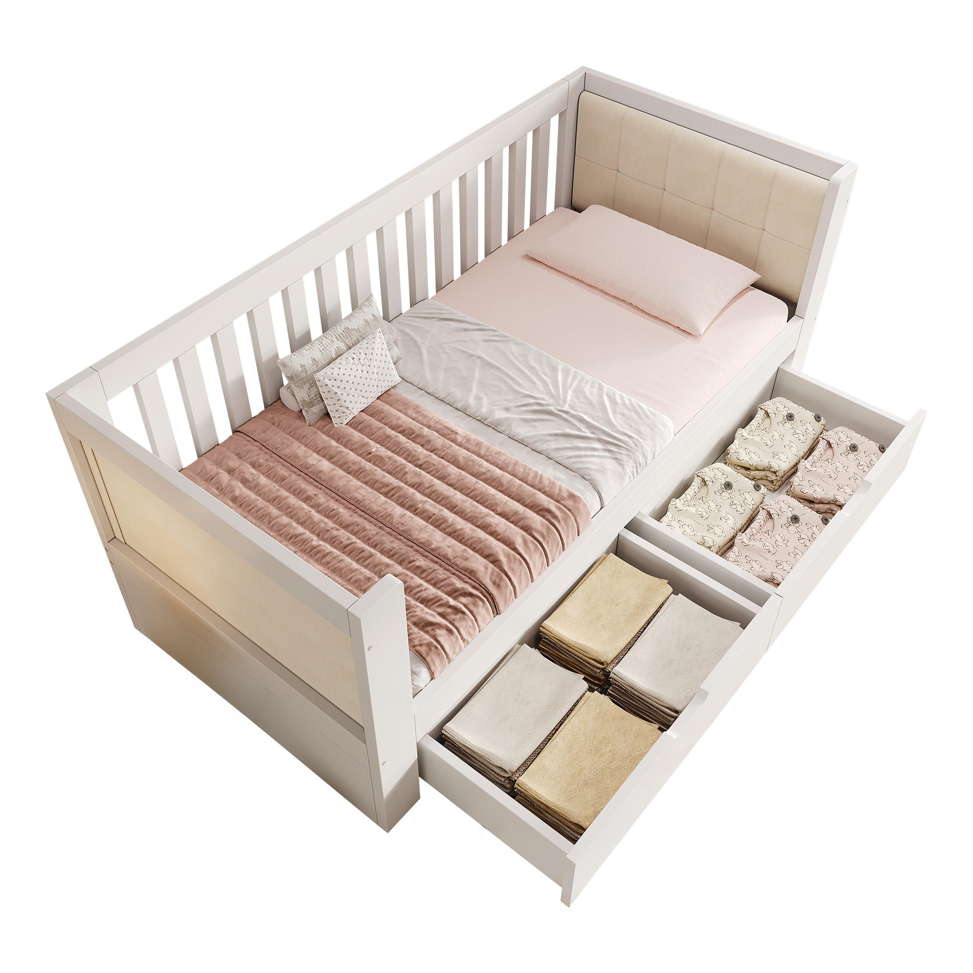 KINDERBETT 90/190 cm DE-00725, in Weiß, 2 Schubladen und Lattenrost - Weiß, Holz (90/190cm) - ComfortXL