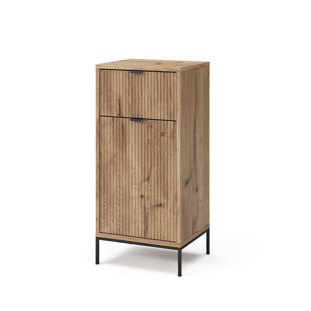 BADSCHRANK Eliza Viking Oak 40 x 87 cm mit Tür und Schublade - Eiche Wotan, Holzwerkstoff (40/87/35cm) - Vicco
