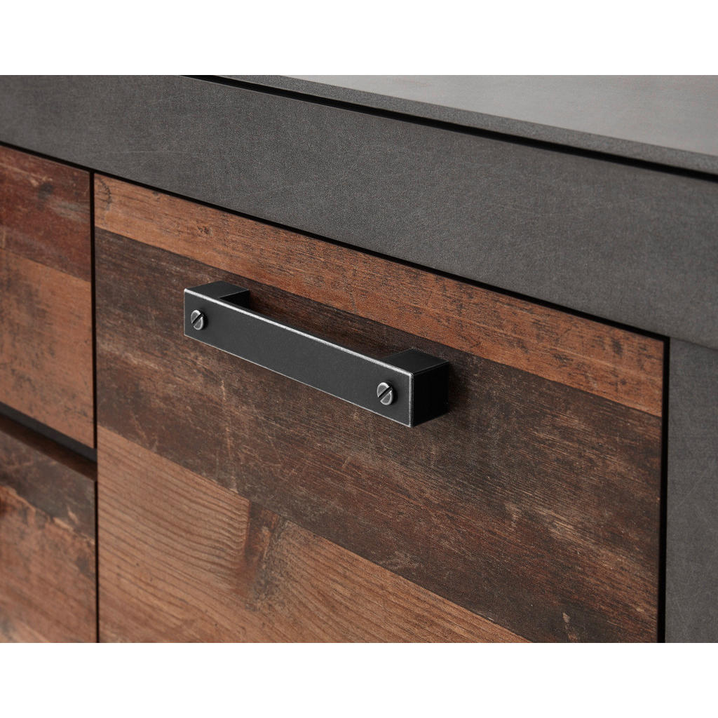 Thumbnail - Furn.Design Garderobe, Natur, Grau, Metall, Nachbildung, Uni, Holz Optik, 1-Sitzer, 12 Fächer, 2 Schubladen, 277x201x40 ...