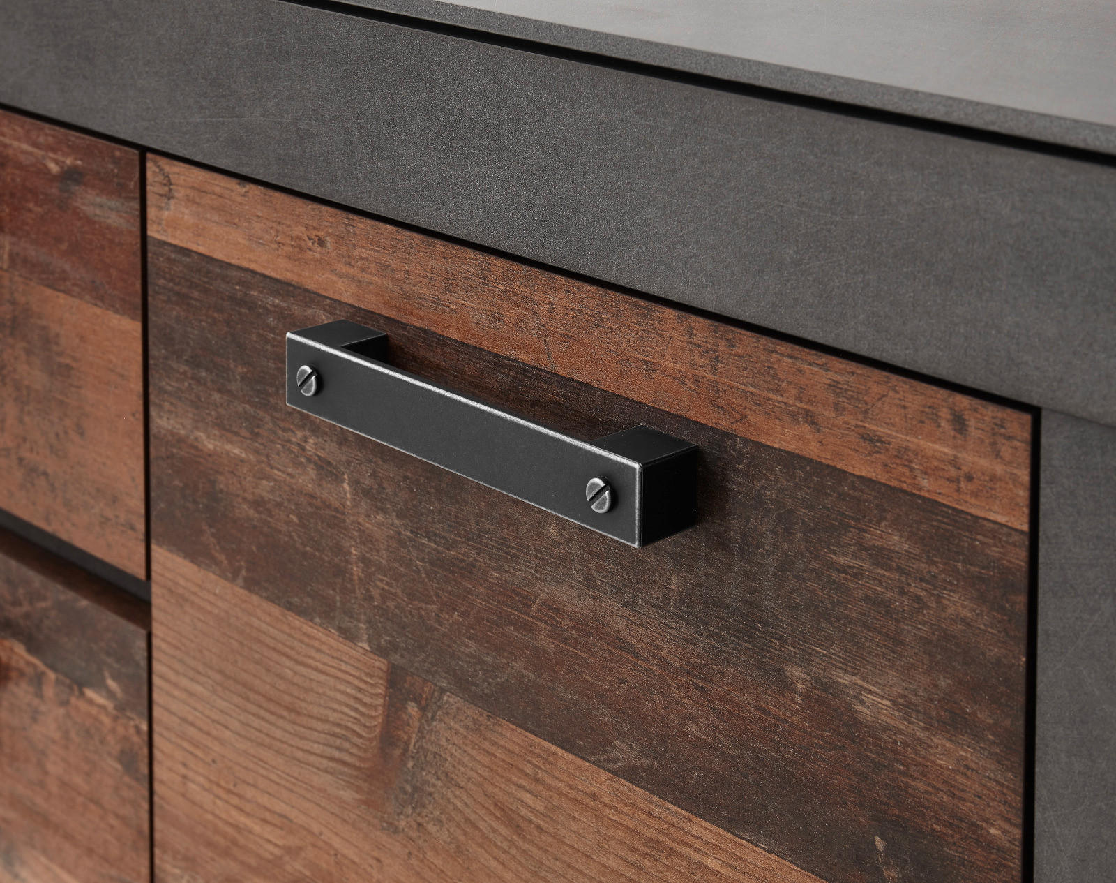 Thumbnail - Furn.Design Sideboard, Grau, Braun, Holzwerkstoff, Nachbildung, Uni, 2 Fächer, 3 Schubladen, Sockel, 153x87x43 cm, Wohnz...