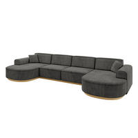 WOHNLANDSCHAFT MARI-U2-v2 - 388x171x83 cm Dunkelgrau Velours - Dunkelgrau, Holzwerkstoff/Textil (388/83/171cm) - ALTDECOR