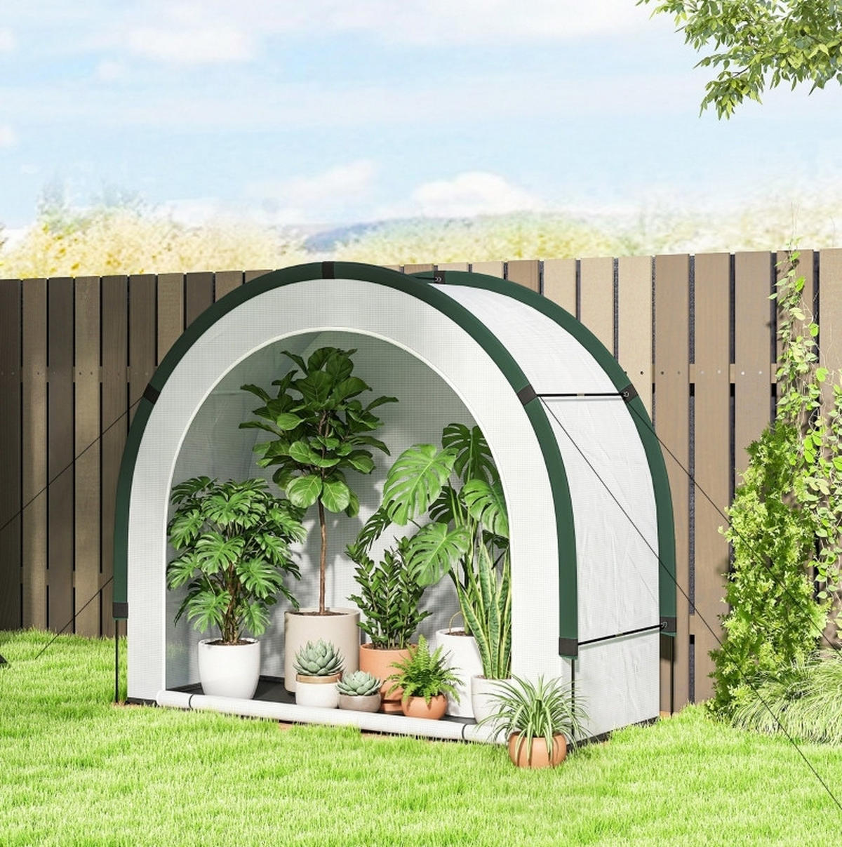GEWÄCHSHAUS aus Polyethylen 200x80x164 cm in Grün mit klappbarem Design - Grün, Kunststoff (80/164/200cm) - Modfu