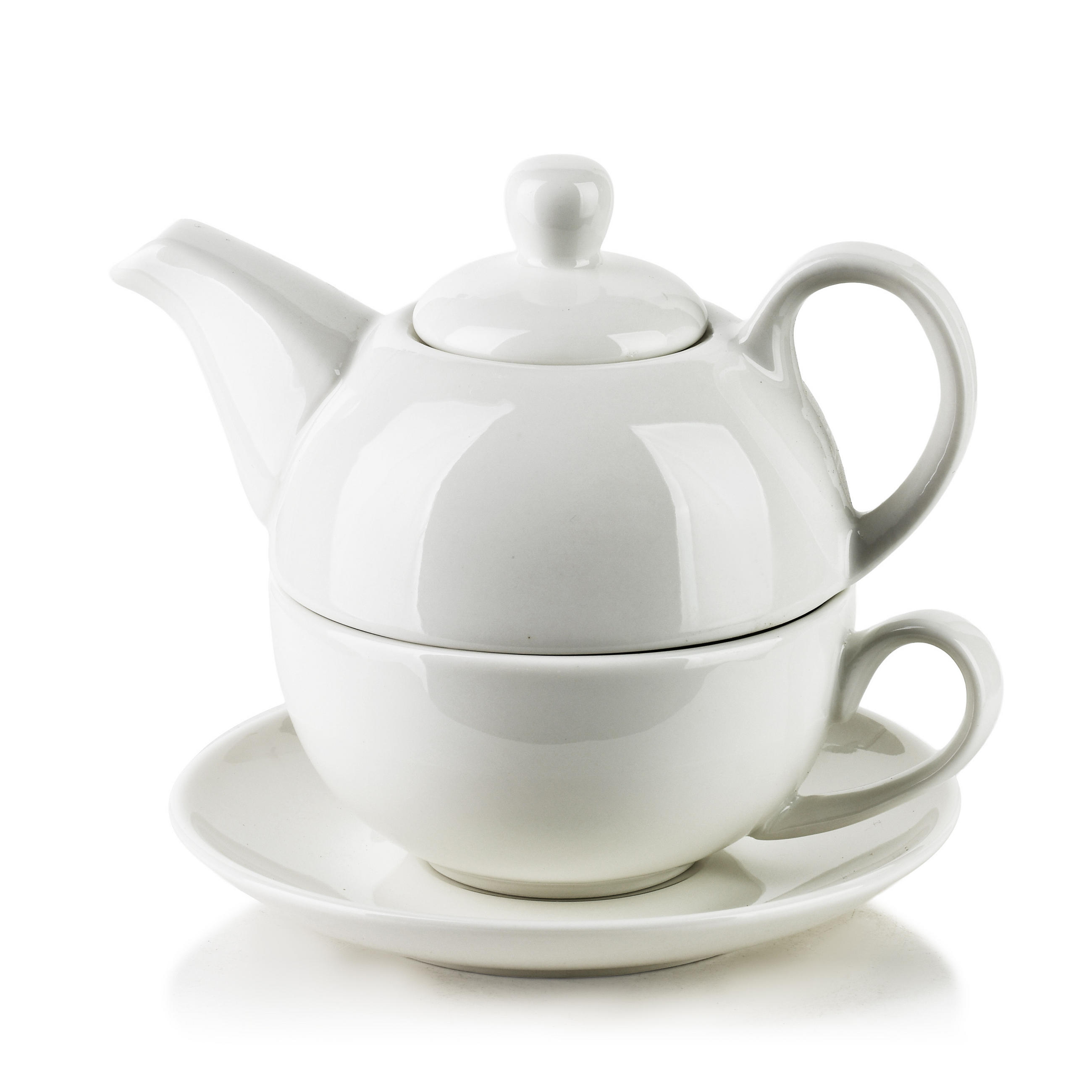 TEEKANNE MIT TASSE Basic Weiß 15,5x15,5x14,5 cm Porzellan - Weiß, Keramik (0.35L) - Mondex