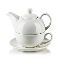 TEEKANNE MIT TASSE Basic Weiß 15,5x15,5x14,5 cm Porzellan - Weiß, Keramik (0.35L) - Mondex
