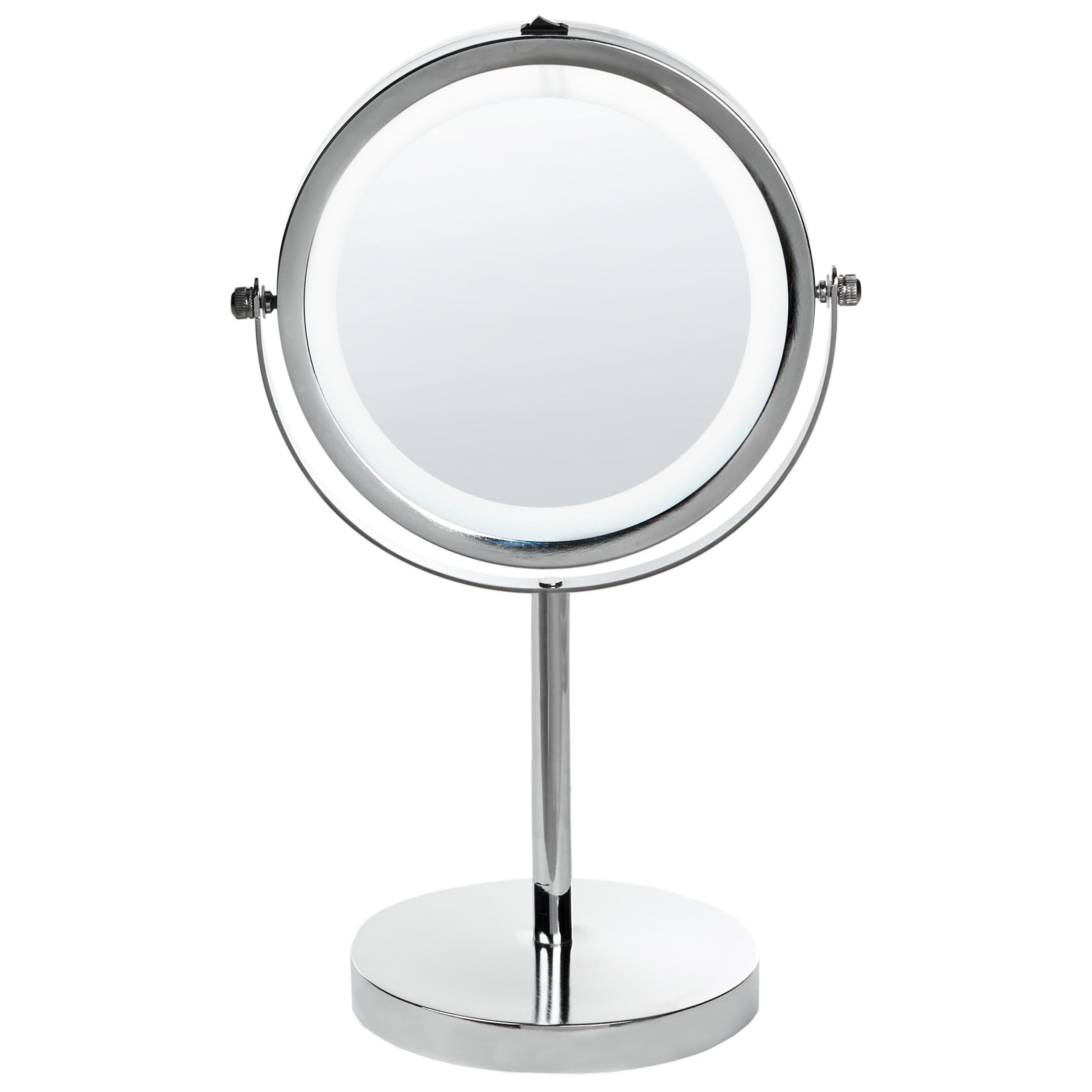 KOSMETIKSPIEGEL silber mit LED-Beleuchtung 20 cm Verdun - Silberfarben, Metall (20/31/14cm) - Beliani