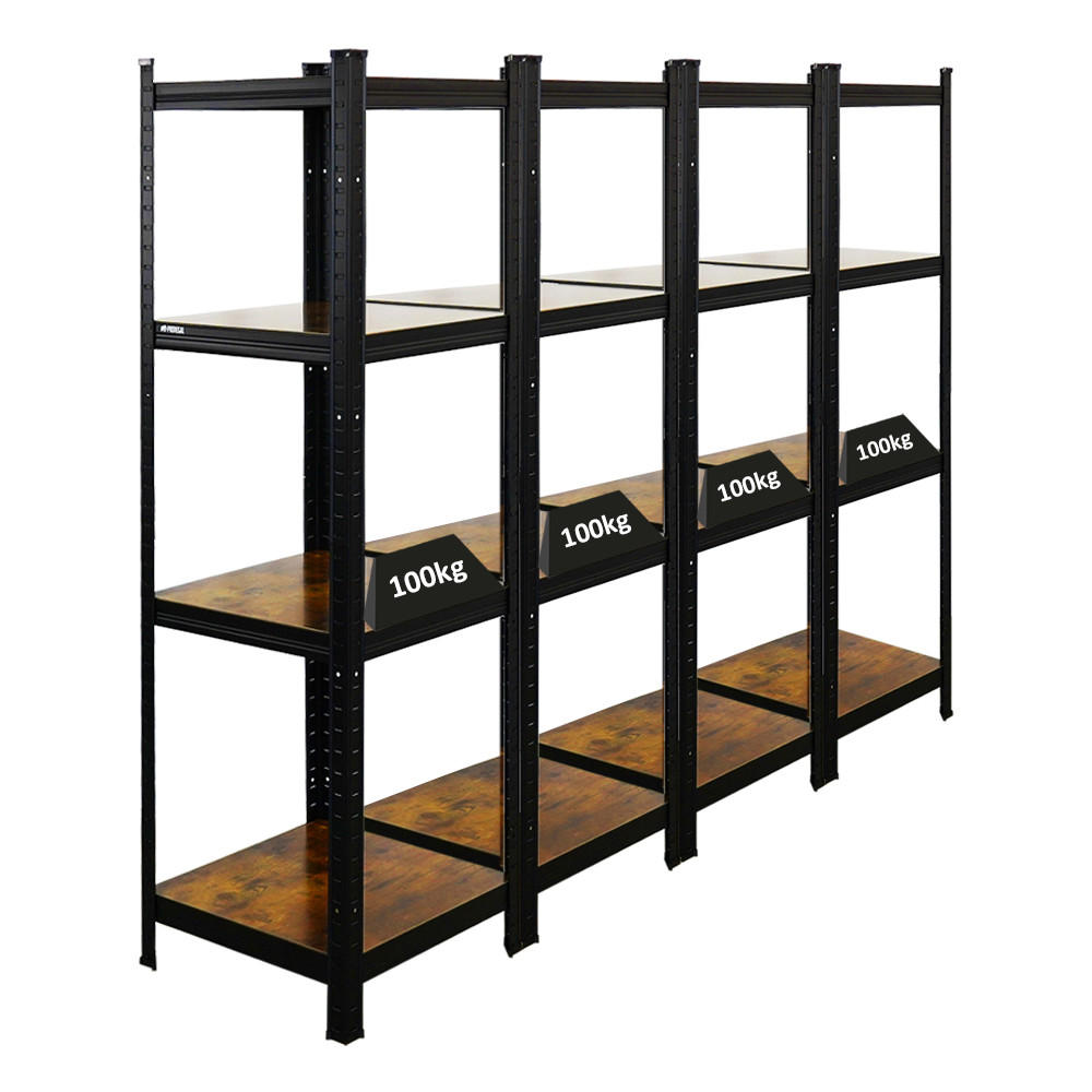 SCHWERLASTREGAL 4er Vintage Series Ragnar Set HxBxT 150x45x45cm Fachlast 100kg Vintagebraun-Schwarz - Schwarz, Metall (180/150/45cm) - PROREGAL