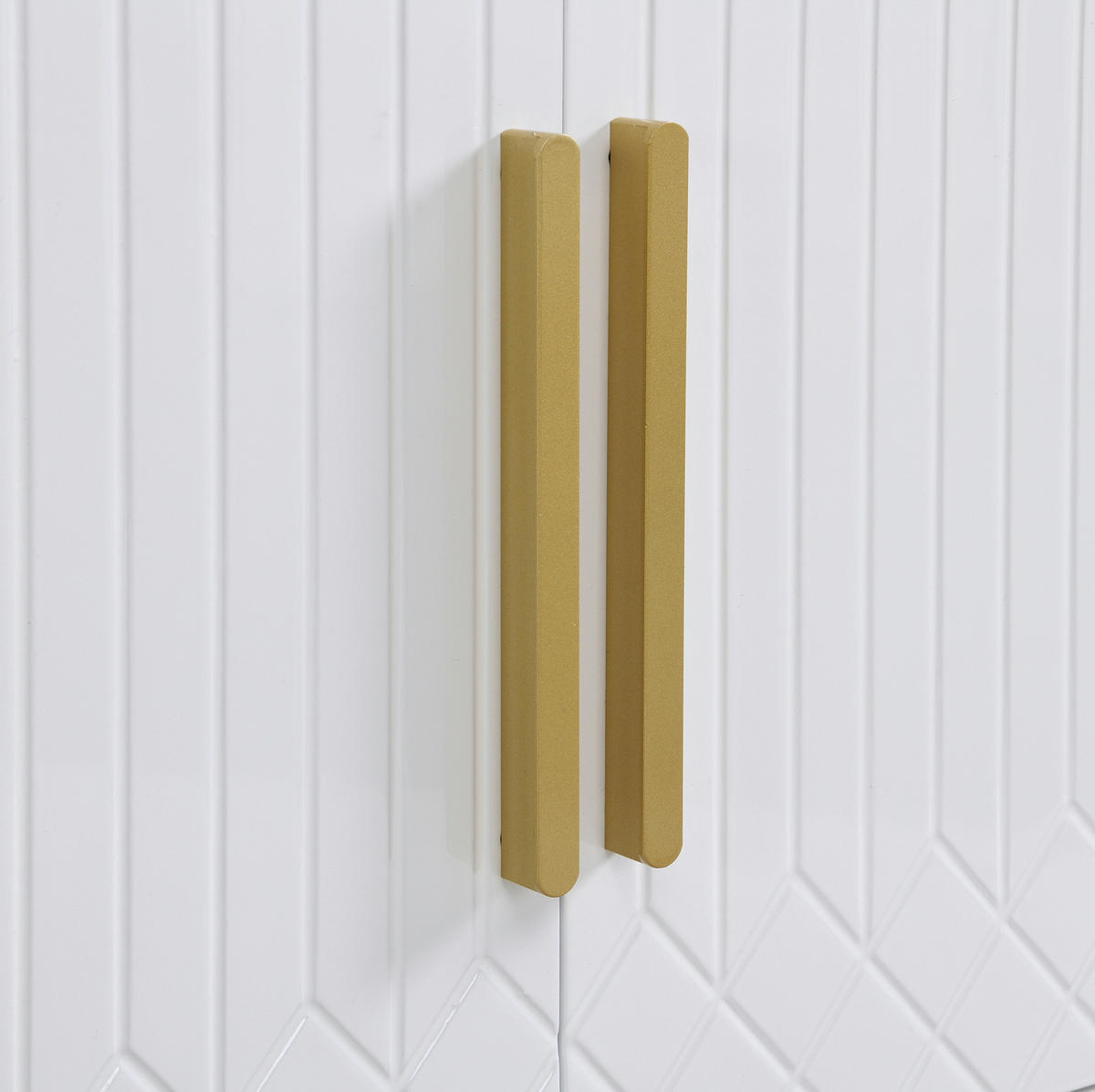 TV-SCHRANK in Hochglanz Weiß mit goldfarbenen Füßen und Griffen 170/40/53.5 cm - Weiß, Holzwerkstoff (170/53/40cm) - Redom