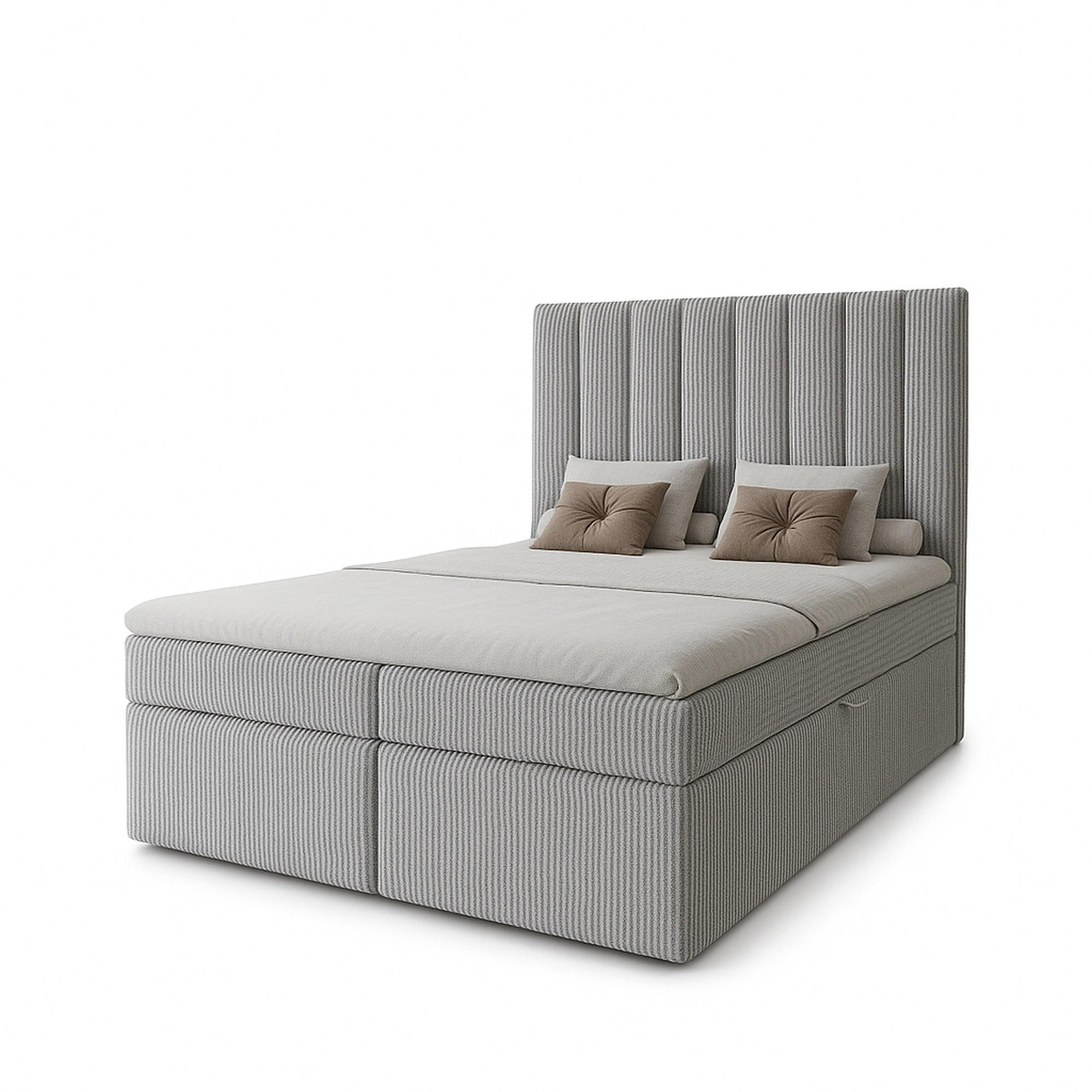 BOXBETT Nero mit 2 Bettkästen, 180x200, Farbe: Grau, Cordstoff, Doppelbett mit Bonell-Matratze - Grau, Holz/Kunststoff (180/200cm) - Marpur