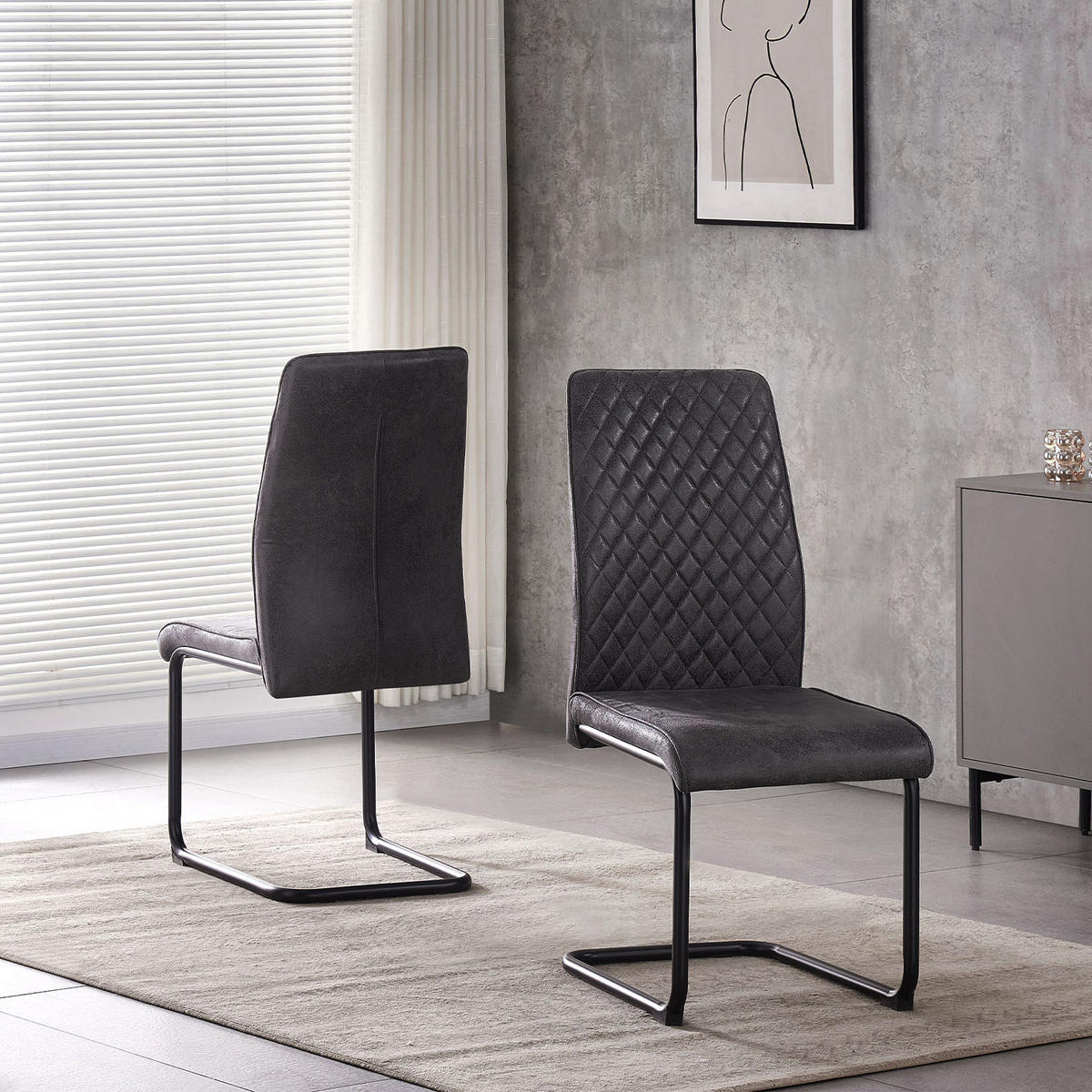 SCHWINGSTUHL THEO Anthrazit 4 Stück - Anthrazit, Textil/Metall (44/98/58cm) - B&D Home