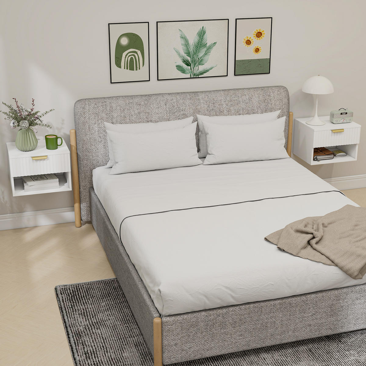 NACHTTISCH Weiß MDF wandhängend mit Schublade 2er-Set - Weiß, Holzwerkstoff (40/29/34cm) - PANGIVO