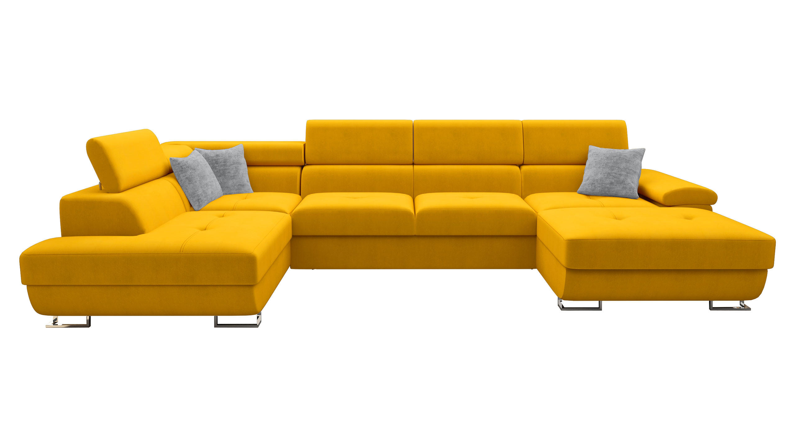 WOHNLANDSCHAFT Cotere Bis Premium, Seite: Links - Gelb/Grau, Holz/Textil (345/91/202cm) - MIRJAN24