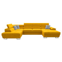 WOHNLANDSCHAFT Cotere Bis Premium, Seite: Links - Gelb/Grau, Holz/Textil (345/91/202cm) - MIRJAN24