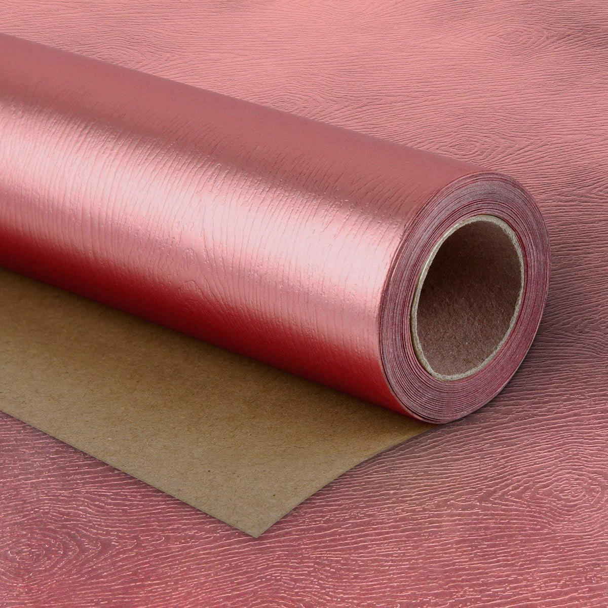 GESCHENKPAPIERROLLE Holzmaserung Goldrose 76 cm x 5 m - Rosa, Papier (4/4/76cm)