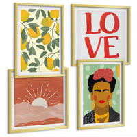 BILDER SET 4er Set - 50x50 cm & 40x60 cm Goldrahmen - Zitronen Inschrift Liebeslandschaft Frida - Goldfarben, Kunststoff (50/50cm) - TULUP