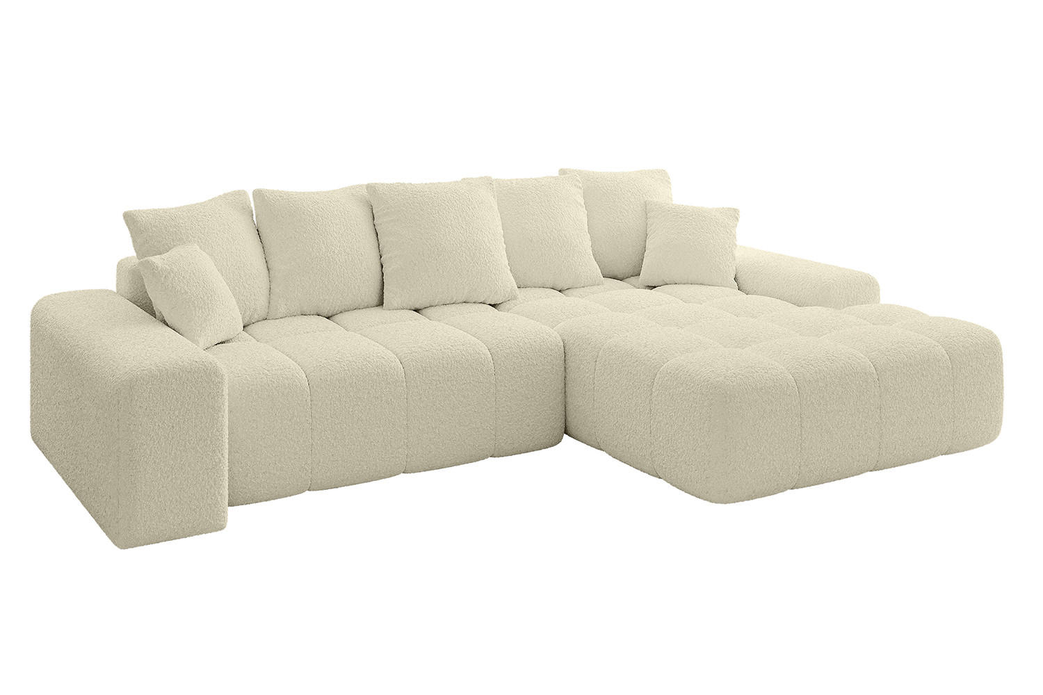 ECKSOFA Ottomane Rechts ENSI-L - 267x164x88 cm Creme - Creme, Holzwerkstoff/Kunststoff (164/267cm) - ALTDECOR