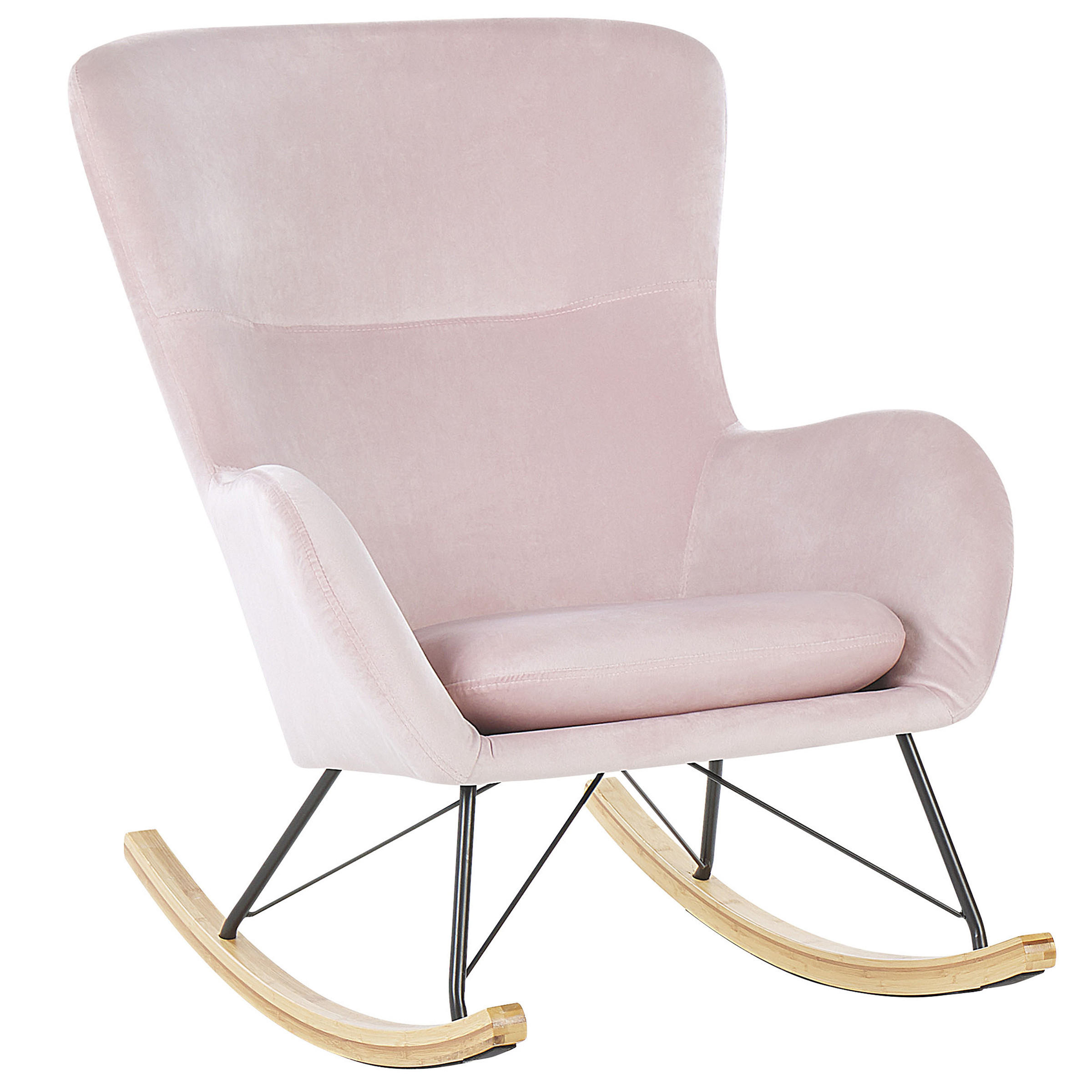 SCHAUKELSESSEL Samtstoff Rosa Ellan - Hellbraun/Pink, Textil (71/97/90cm) - Beliani