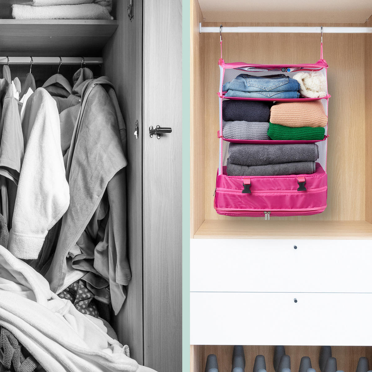 GEPÄCK-ORGANIZER - Pink, Textil/Metall (44/55/30cm) - Relaxdays