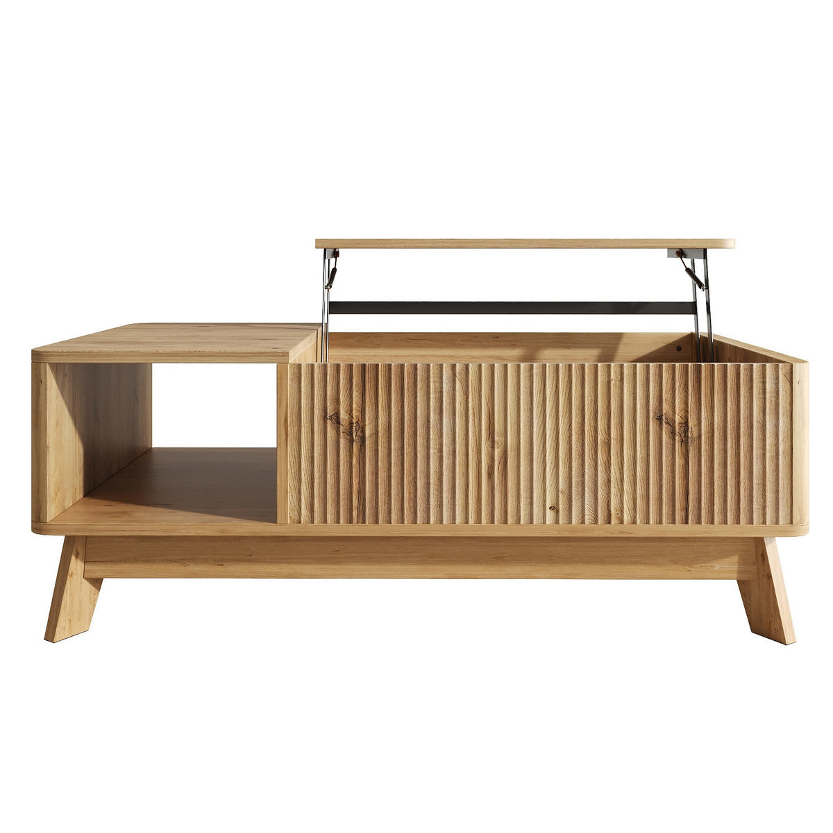 COUCHTISCH aus MDF 95x48x50 cm Natur mit Hubfunktion, Stauraum und offenem Seitenfach - Naturfarben, Holzwerkstoff (95/48/50cm) - IVMEU
